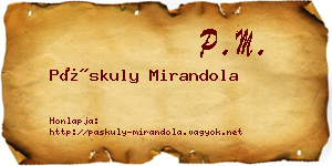 Páskuly Mirandola névjegykártya